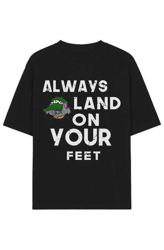9LIVES Slogan Drop-Shoulder Tee
